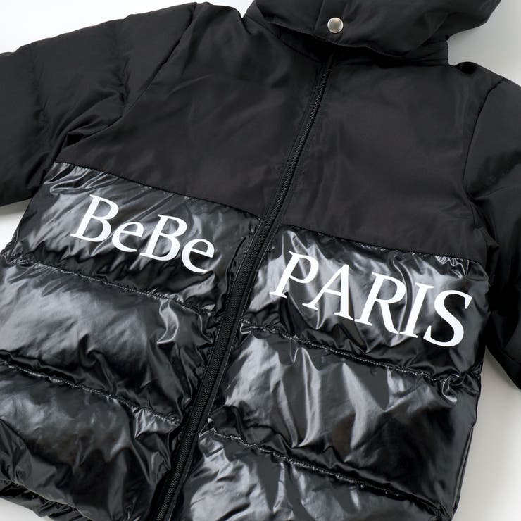 【撥水加工】タフタ切り替えロゴプリントフード中綿コート(100~160cm) | BeBe | 詳細画像7 
