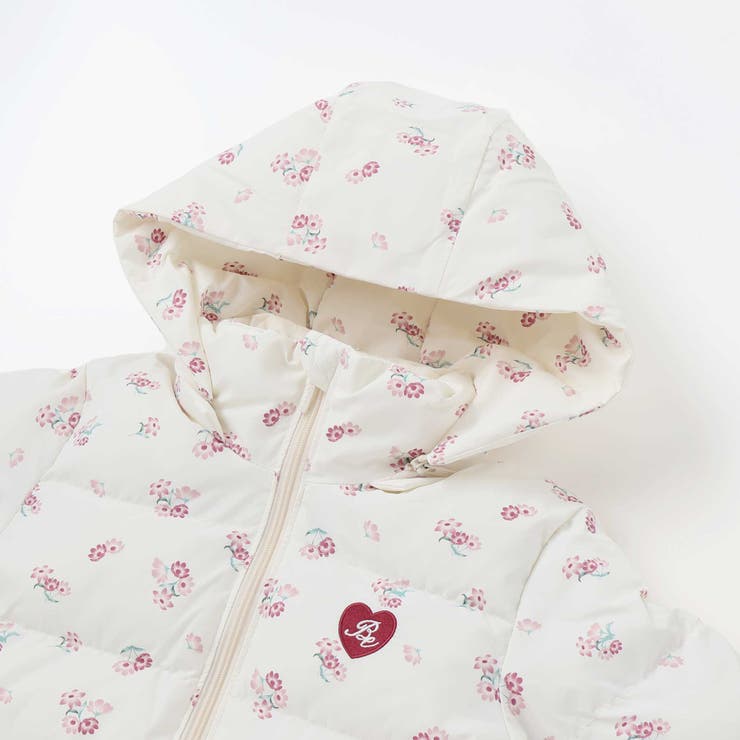 Girlyフラワープリントタフタフード中綿コート | BeBe | 詳細画像12 