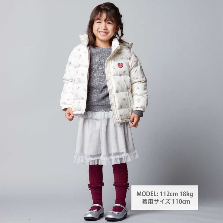 Girlyフラワープリントタフタフード中綿コート | BeBe | 詳細画像7 