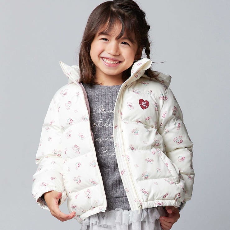 Girlyフラワープリントタフタフード中綿コート | BeBe | 詳細画像8 