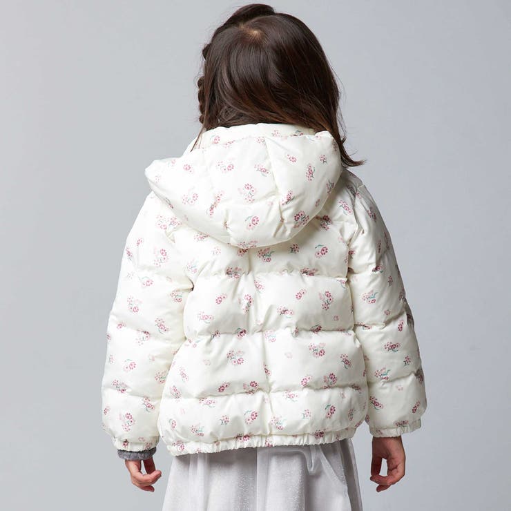 Girlyフラワープリントタフタフード中綿コート | BeBe | 詳細画像9 