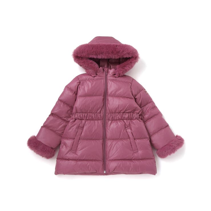 ピンク | シャイニータフタウエスト切り替えシャギーファーフードダウンコート | BeBe