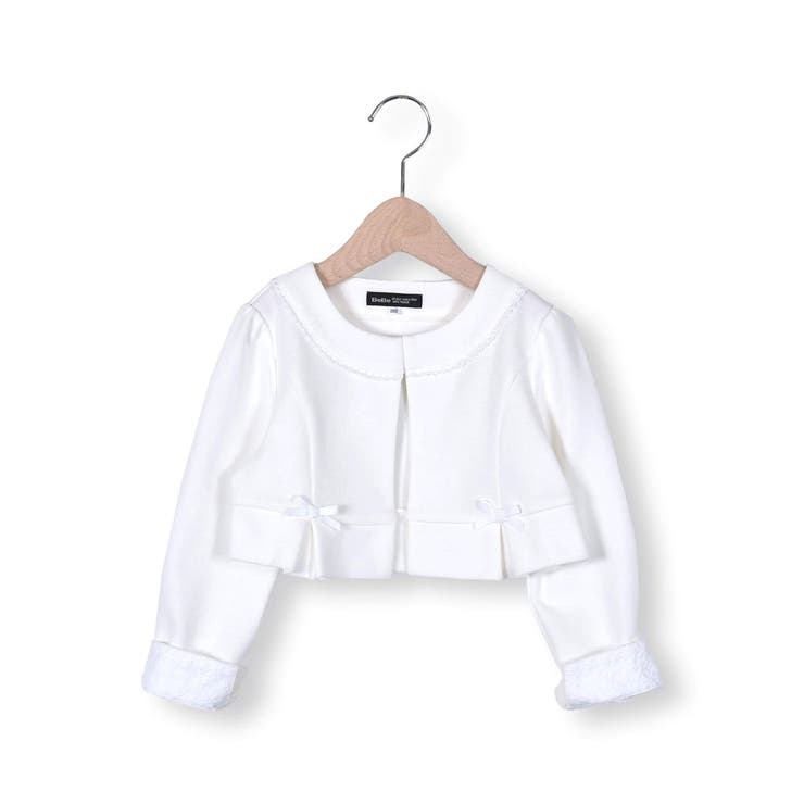 ホワイト | フォーマル リップル ポンチ ノーカラー ジャケット (110~130cm) | BeBe