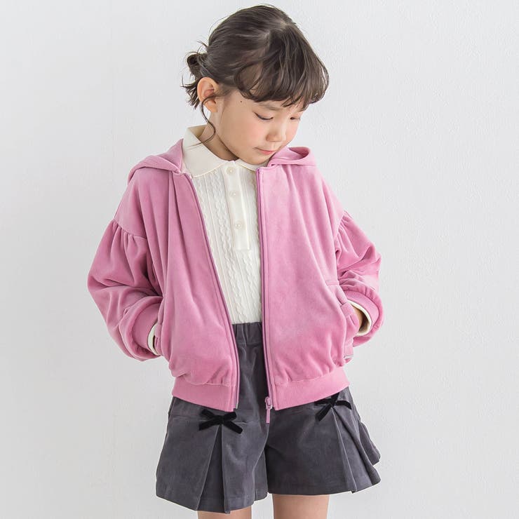 ベロアフード付きリボンポケットパーカー(90~150cm) | BeBe | 詳細画像4 