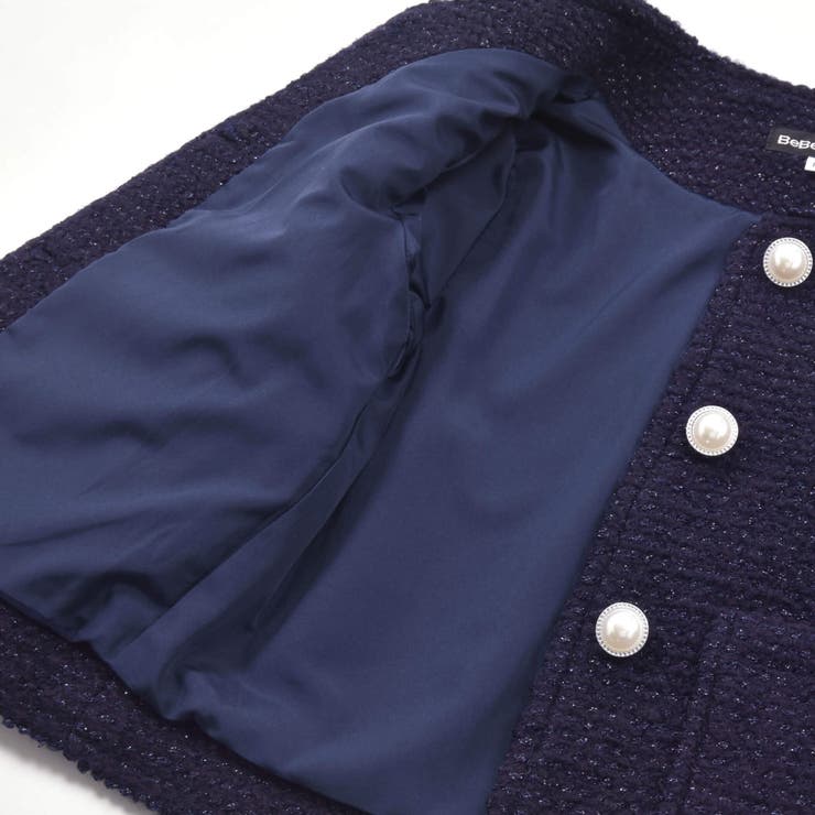 【お揃い】ラメボアパールボタンノーカラージャケット(100~160cm) | BeBe | 詳細画像9 