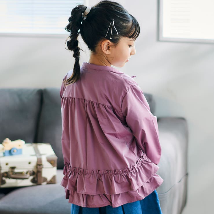 シャイニータフタバックフリルフードブルゾン(90~150cm) | BeBe | 詳細画像5 