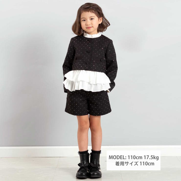 【お揃い】エトワールシャイニードットクロップドジャケット(100~150cm) | BeBe | 詳細画像2 