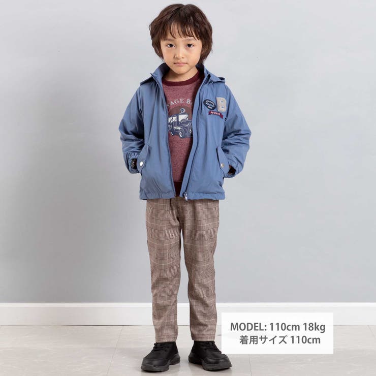 【撥水】ヴィンテージタフタワッペン付きフードブルゾン(90~150cm) | BeBe | 詳細画像2 