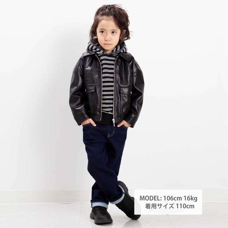 フェイクレザージップブルゾン(100~160cm) | BeBe | 詳細画像5 