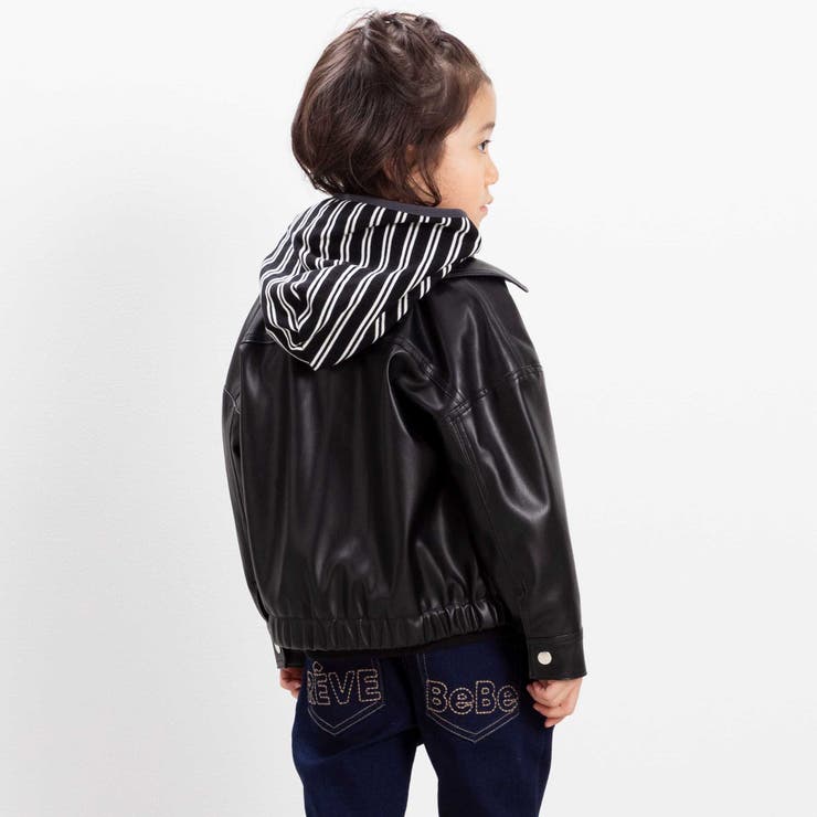 フェイクレザージップブルゾン(100~160cm) | BeBe | 詳細画像7 