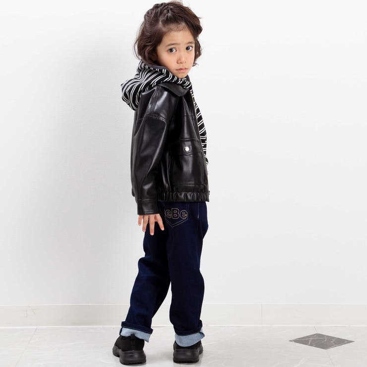 フェイクレザージップブルゾン(100~160cm) | BeBe | 詳細画像8 