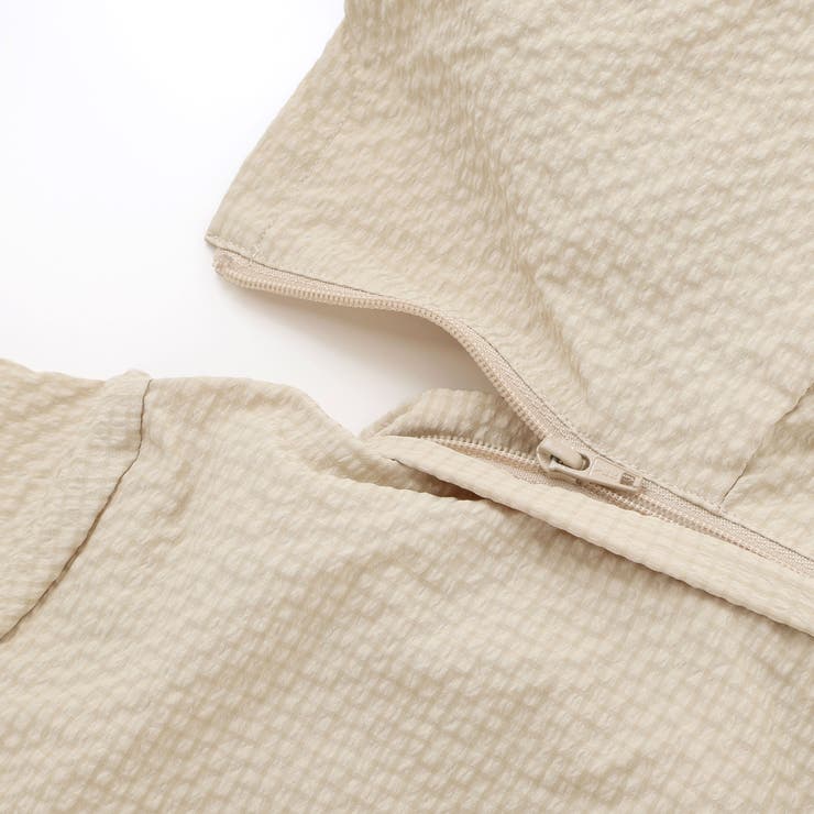 【撥水加工】サッカーチェックフード付きペプラムブルゾン(90~150cm) | BeBe | 詳細画像12 