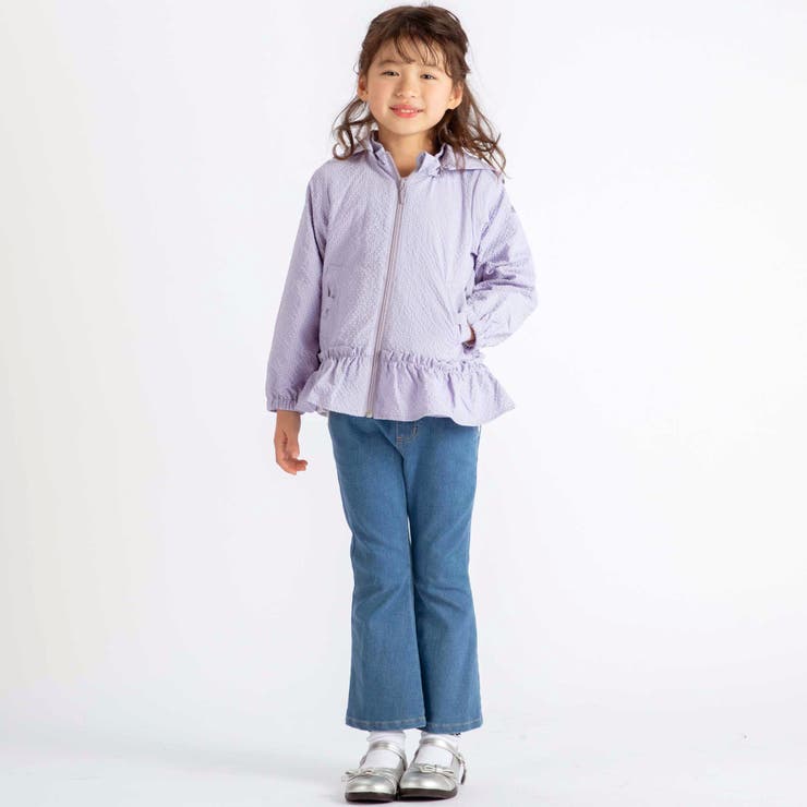 【撥水加工】サッカーチェックフード付きペプラムブルゾン(90~150cm) | BeBe | 詳細画像3 