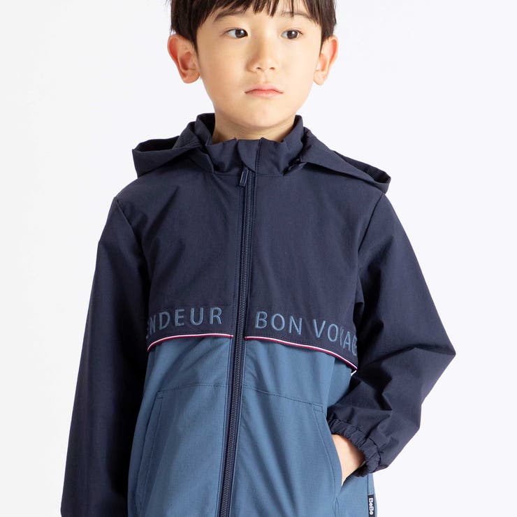 【撥水加工】リップストップフード付きバイカラーロゴブルゾン(90~150cm) | BeBe | 詳細画像5 