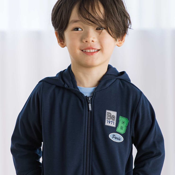 【抗菌防臭 UVカット】ミラノリブワッペン付きフード長袖ZIPカーディガン(90… | BeBe | 詳細画像3 