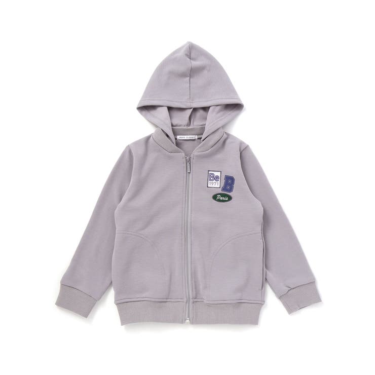 グレー | 【抗菌防臭 UVカット】ミラノリブワッペン付きフード長袖ZIPカーディガン(90… | BeBe