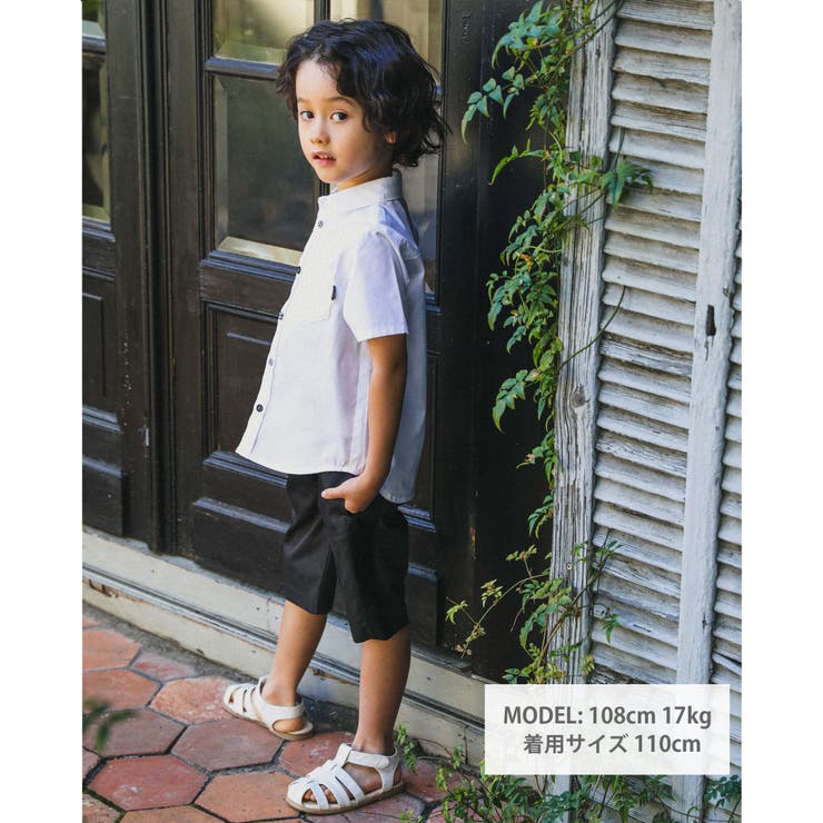 コットンオックスくるみボタンシャツ(80~150cm) | BeBe | 詳細画像2 