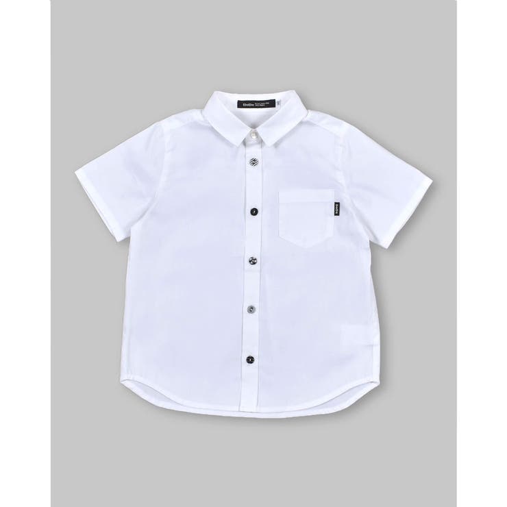 ホワイト | コットンオックスくるみボタンシャツ(80~150cm) | BeBe