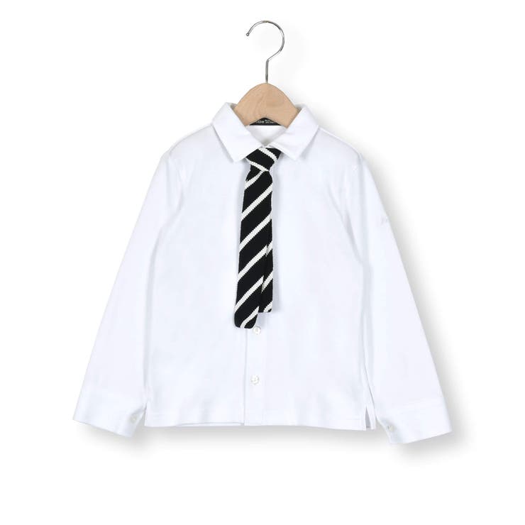 ホワイト | ニットタイ付きスムースシャツ(90~130cm) | BeBe
