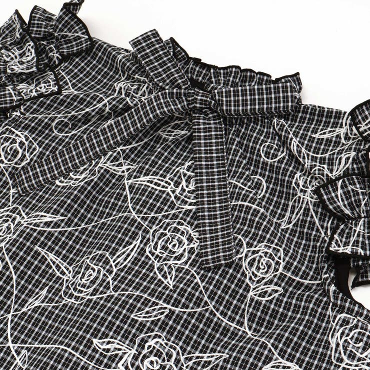 【お揃い】先染めチェックローズプリントフリルブラウス(90~160cm) | BeBe | 詳細画像10 
