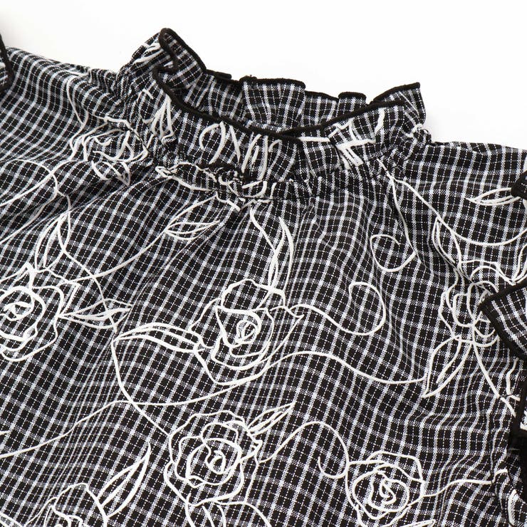 【お揃い】先染めチェックローズプリントフリルブラウス(90~160cm) | BeBe | 詳細画像13 