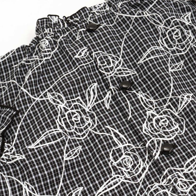 【お揃い】先染めチェックローズプリントフリルブラウス(90~160cm) | BeBe | 詳細画像15 