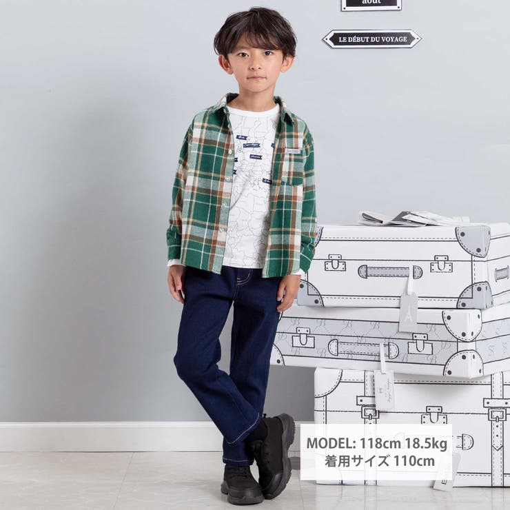 ネルチェック袖ロールアップ長袖シャツ(100~140cm) | BeBe | 詳細画像2 