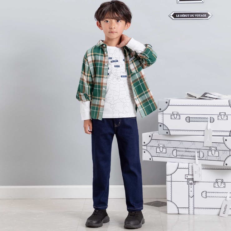 ネルチェック袖ロールアップ長袖シャツ(100~140cm) | BeBe | 詳細画像3 