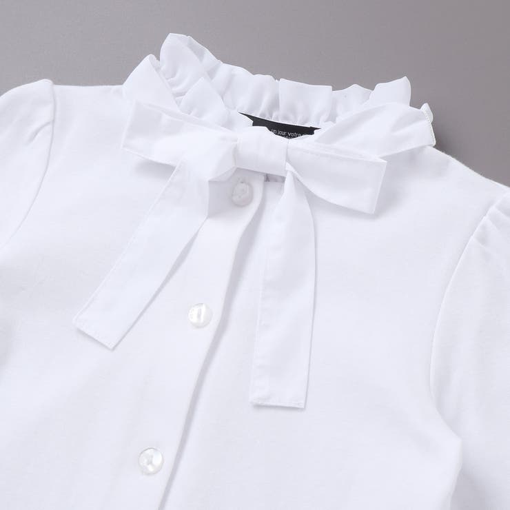 フリル襟ボウタイ付きスムース長袖ブラウス(110~130cm) | BeBe | 詳細画像8 