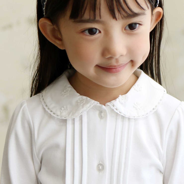 花レース丸襟フロントタックスムース長袖ブラウス(90~140cm) | BeBe | 詳細画像3 