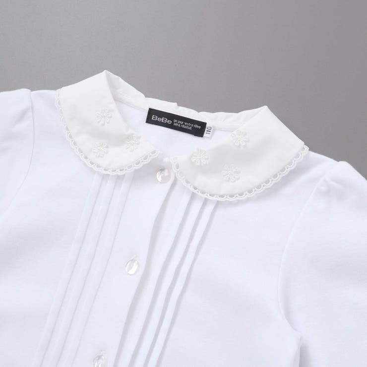 花レース丸襟フロントタックスムース長袖ブラウス(90~140cm) | BeBe | 詳細画像9 