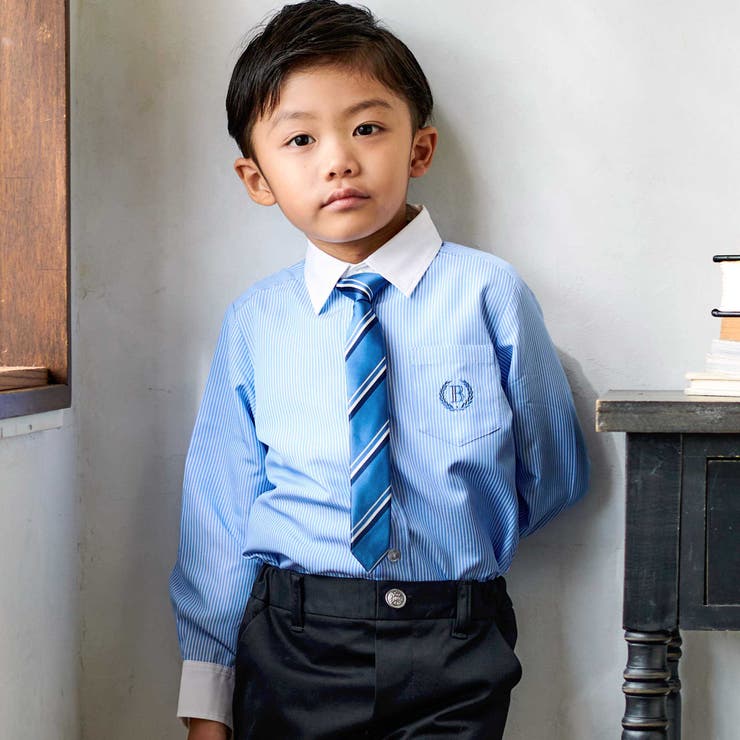 ブルー系 | 長袖レギュラーシャツ(110~130cm) | BeBe