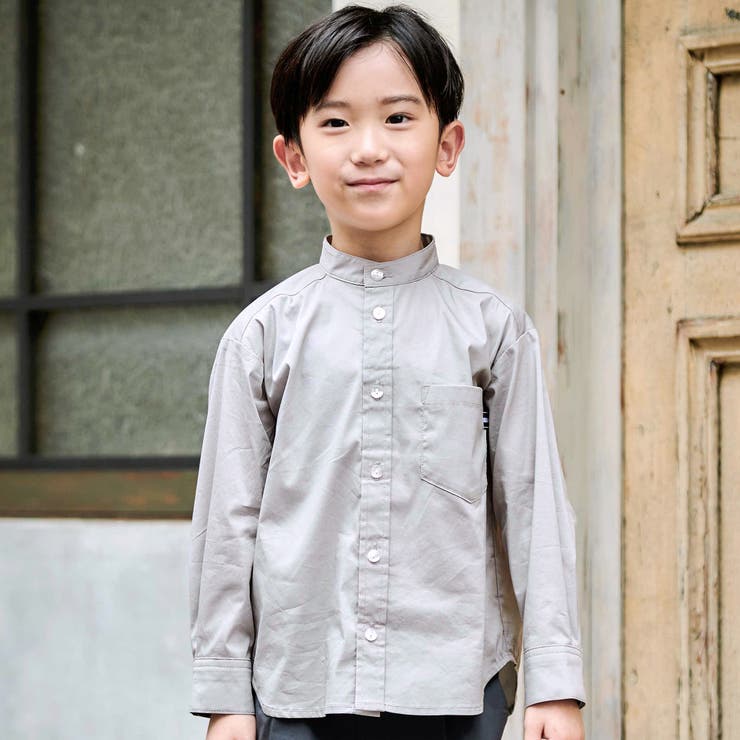 ストレッチウェザーバンドカラー長袖シャツ(110~130cm) | BeBe | 詳細画像1 