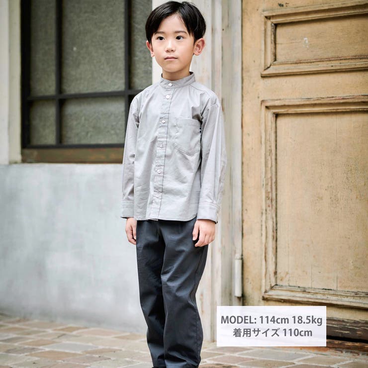 ストレッチウェザーバンドカラー長袖シャツ(110~130cm) | BeBe | 詳細画像2 