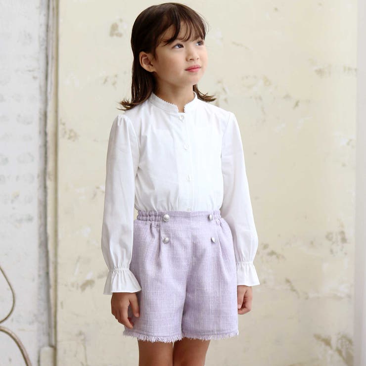 ストレッチウェザー付け襟キャンディスリーブブラウス(90~160cm) | BeBe | 詳細画像5 