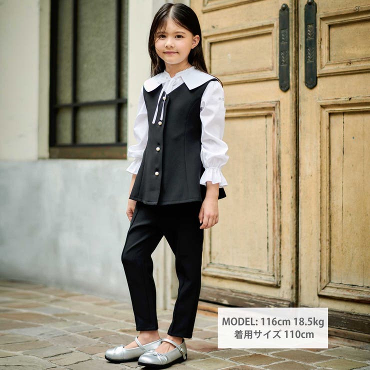 ストレッチウェザー付け襟キャンディスリーブブラウス(90~160cm) | BeBe | 詳細画像6 