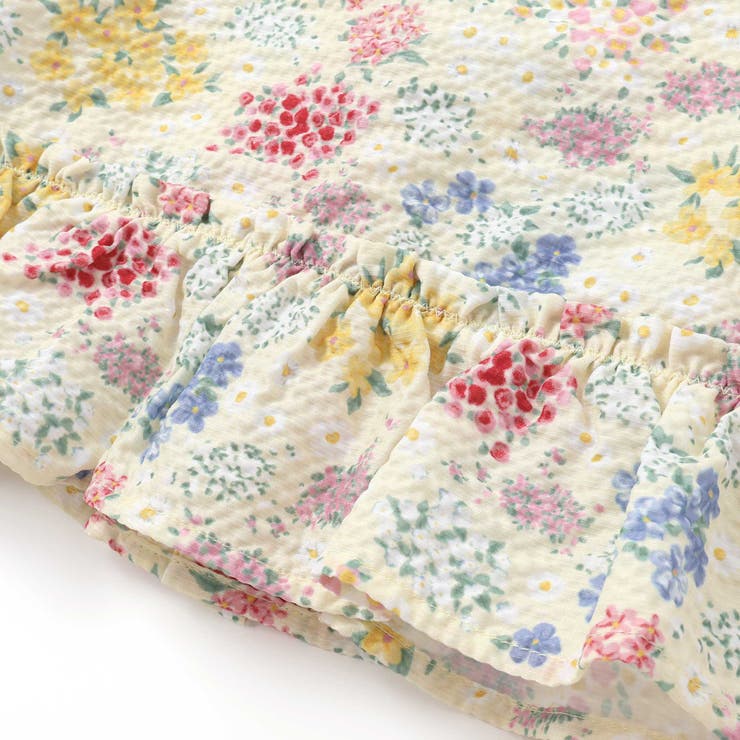 【お揃い】リップルマルシェフラワーパフスリーブブラウス(100~150cm) | BeBe | 詳細画像12 