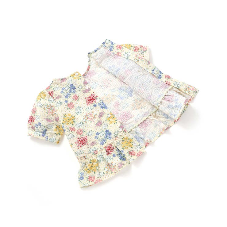 【お揃い】リップルマルシェフラワーパフスリーブブラウス(100~150cm) | BeBe | 詳細画像13 