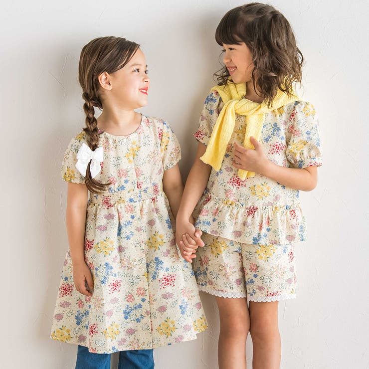 【お揃い】リップルマルシェフラワーパフスリーブブラウス(100~150cm) | BeBe | 詳細画像7 