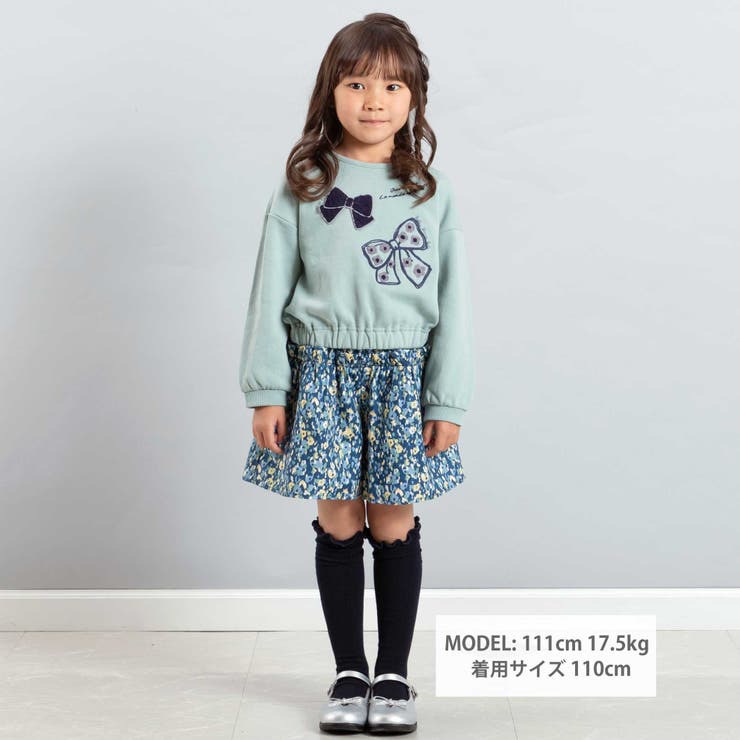 リボン刺しゅうギャザートレーナー(90~150cm) | BeBe | 詳細画像2 