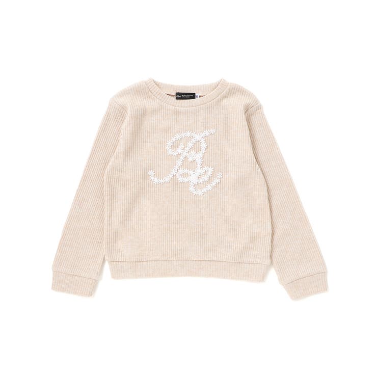 ベージュ | ラメテレコレースモチーフロゴプルオーバー(100~160cm) | BeBe