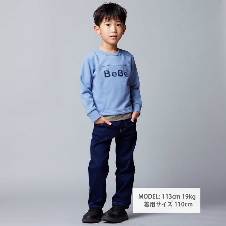 パッチ刺しゅうロゴレイヤード風トレーナー(80~160cm) | BeBe | 詳細画像4 