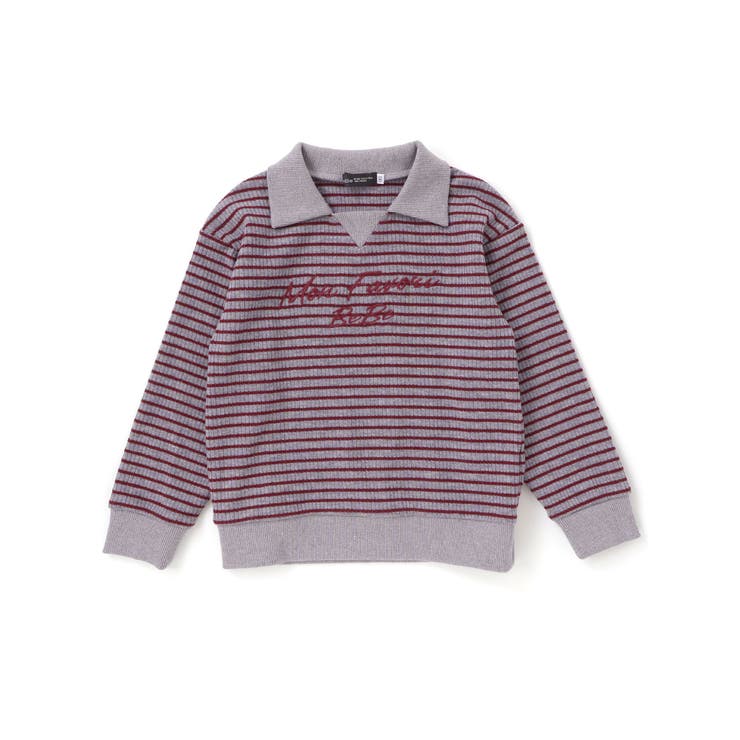 【お揃い】ボーダーリブZIPカラー長袖プルオーバー(90~160cm) | BeBe | 詳細画像11 