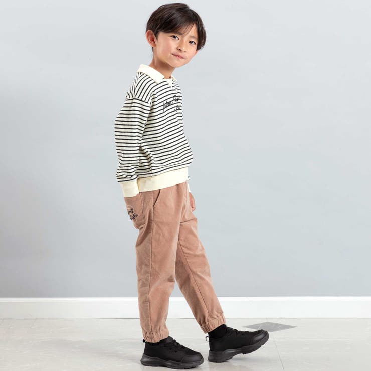 【お揃い】ボーダーリブZIPカラー長袖プルオーバー(90~160cm) | BeBe | 詳細画像6 