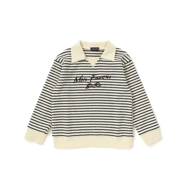 【お揃い】ボーダーリブZIPカラー長袖プルオーバー(90~160cm) | BeBe | 詳細画像9 