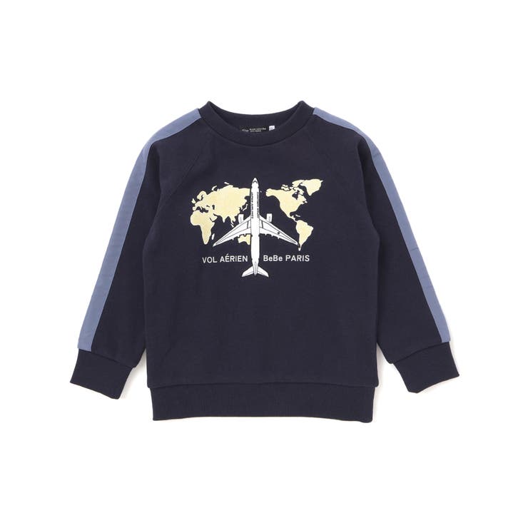 【JALコラボ】飛行機刺しゅう袖切り替えラグラントレーナー(90~130cm) | BeBe | 詳細画像10 