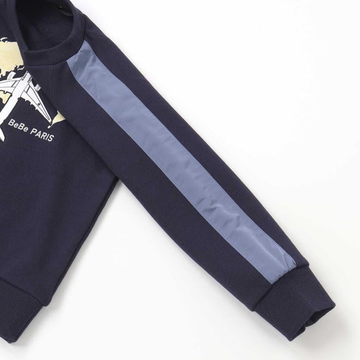 【JALコラボ】飛行機刺しゅう袖切り替えラグラントレーナー(90~130cm) | BeBe | 詳細画像12 