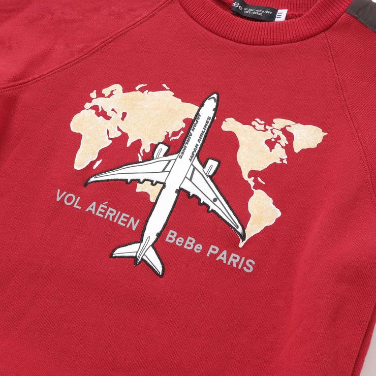 【JALコラボ】飛行機刺しゅう袖切り替えラグラントレーナー(90~130cm) | BeBe | 詳細画像16 