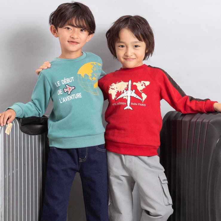 【JALコラボ】飛行機刺しゅう袖切り替えラグラントレーナー(90~130cm) | BeBe | 詳細画像7 