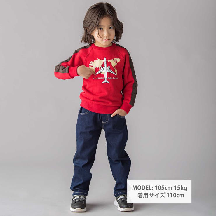 【JALコラボ】飛行機刺しゅう袖切り替えラグラントレーナー(90~130cm) | BeBe | 詳細画像8 
